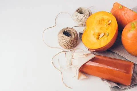 Two mini pumpkins on white background. Stock Photos