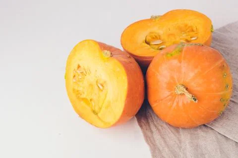 Two mini pumpkins on white background. Stock Photos