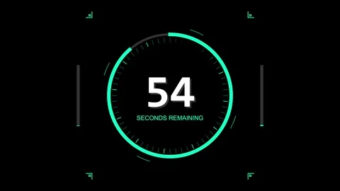 Two minute digital countdown timer on black background Видео 345204445
