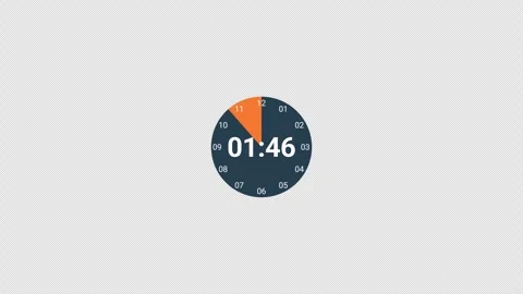 Two minutes countdown timer animation in sixty seconds with alpha channel Stock Footage 340549421