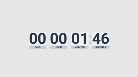 Two minutes day countdown timer animation in sixty seconds with alpha channel Stock Footage 341231885