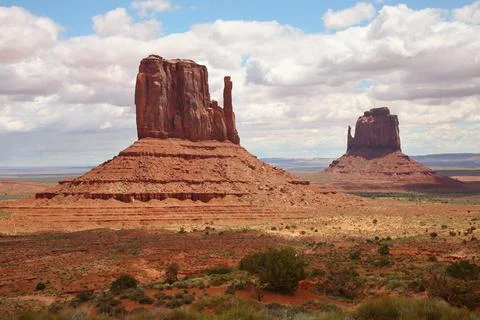 Two mitten formations in Monument Valley Arizona Stock Photos