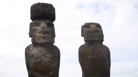 Two Moai at Ahu Tongariki, Easter Island Stock Footage 64258214