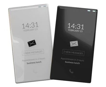 Two mobile phones flat bezel-less design 3d-illustration Stock Illustration