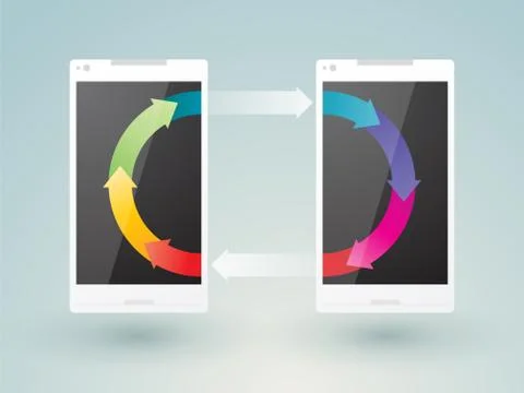 Two mobile phones share data 스톡 일러스트