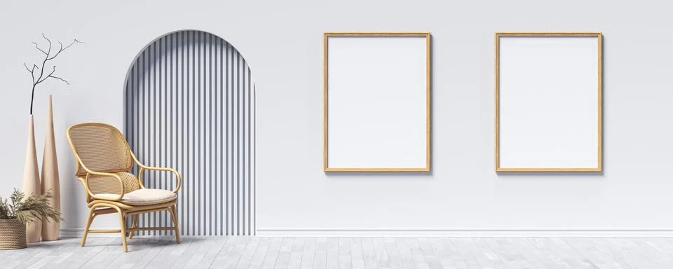 Two mock up poster frames with elegant vases Illustrazione stock