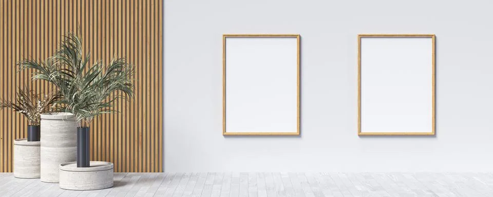 Two mock up poster frames with plants 스톡 일러스트