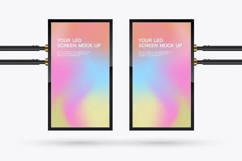 Two mock-up simulates a real hanging screens, perfect for showcasing advert.. Stock Illustration