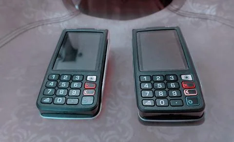 Two models of dataphone seen from above Stock Photos