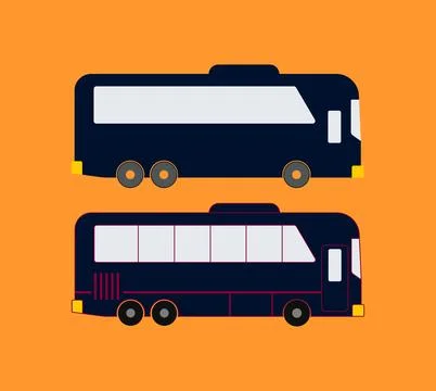 Two modern black buses with tinted public transport flat design double decker Stock-Illustration