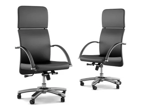 Two modern black office chairs isolated on white background Stock Illustration