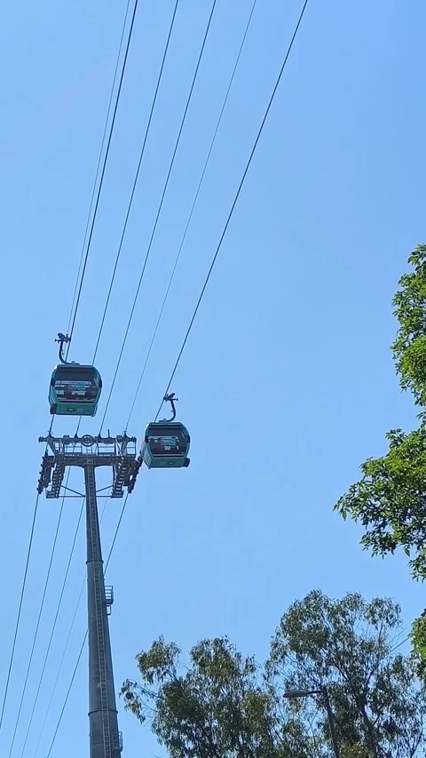 Two modern cable car from cablebus transport in Constituyentes Vídeos de archivo 336916729