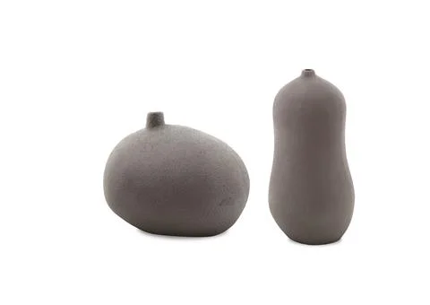 Two modern peanut shape vases isolated on white background Stock Photos
