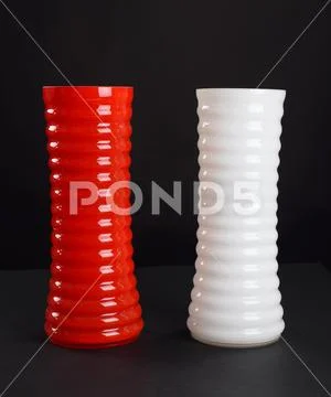 Two modern porcelain vases on black background Stock Photos