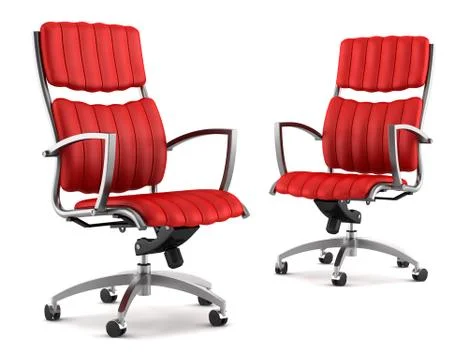 Two modern red office chairs isolated on white background Stock Illustration