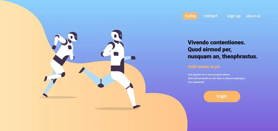 Two modern robots running artificial intelligence technology competition concept Stock Illustration