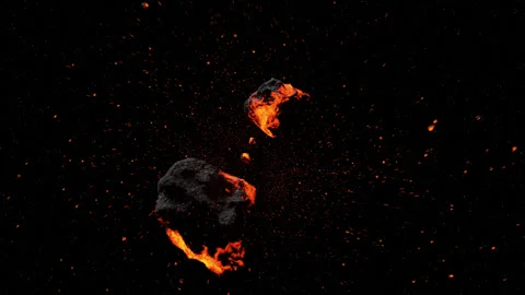 Two Molten Asteroids Collide Stock Footage 165899285