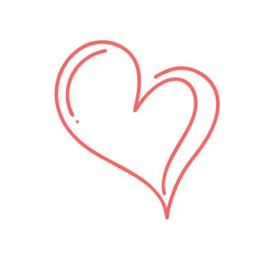 Two monoline flourish red lovers heart logos. Valentine card handmade vector  Stock Illustration