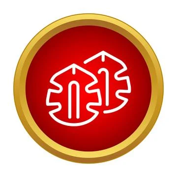 Two monstera leaves icon on red web button Illustrazione stock