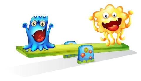 Two monsters playing happily Stockillustratie