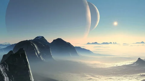 Two moon and Alien Planet Vídeo Stock 55461068