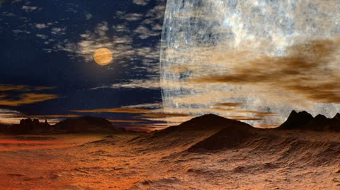 Two moon over hills Stock Footage 24621235