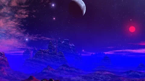 Two moon (planet) Stock Footage 10683722