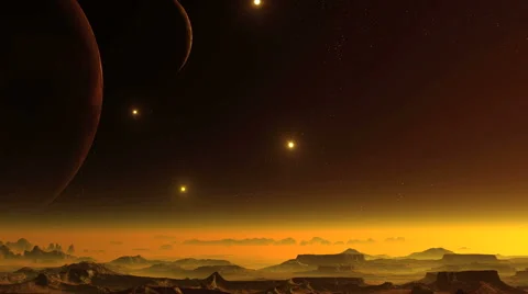 Two Moons, and circling UFOs Vídeo Stock 56024955