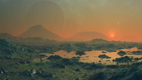 Two moons and sunrise Vídeo Stock 132329895