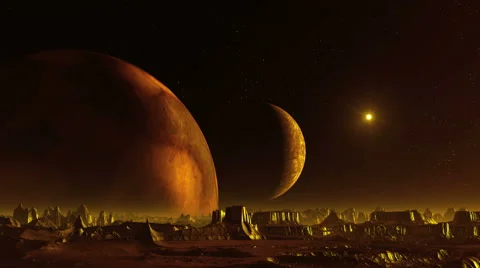 Two Moons and UFO Video stock 57132755