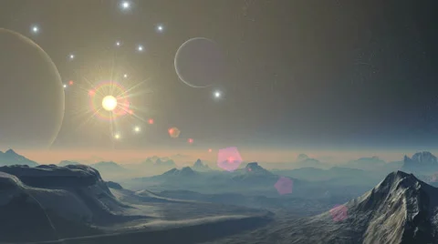 Two Moons in the depths of space Stock Footage 64488026