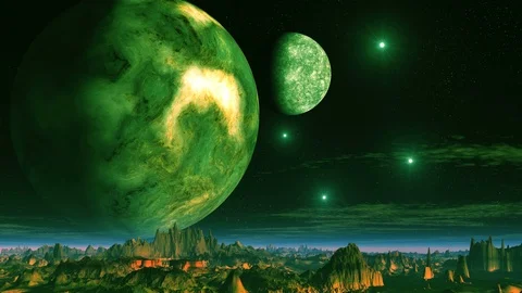 Two Moons over a Rocky Desert Vídeo Stock 126688211