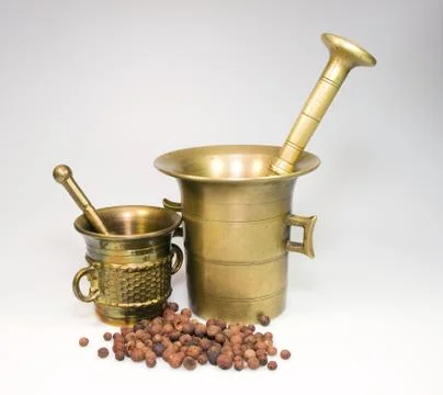 Two mortars with spice Stock Photos