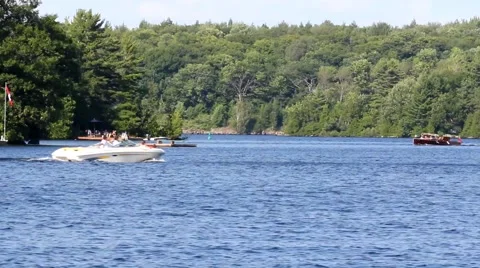 Two Motorboats Passing Stock Footage 51808751