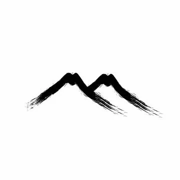 Two mountain grudge paint brush ink art vector logo and icon Stock Illustration