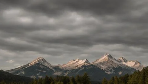 Two mountains with cloudy storm ambient Stock Photos