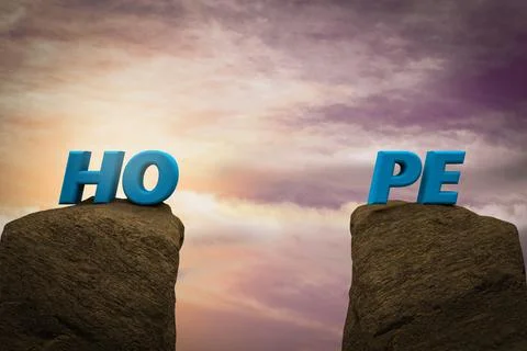 Two mountains divide hope demonstrating lost hope concept. 3D illustration Stock Illustration