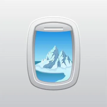 Two mountains by the sea. View from the window of the plane. Vector illustration 스톡 일러스트