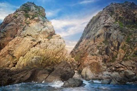Two mountains side by side scenery in Vietnam Stock Photos