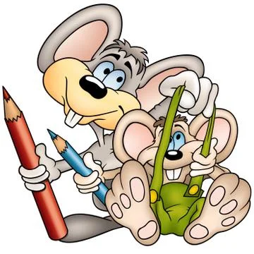 Two Mouses Painters Stock Illustration