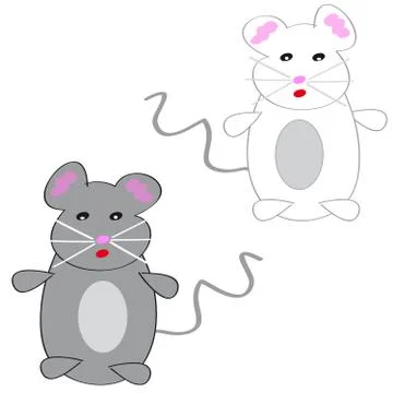 Two mouses on white background Stock Illustration