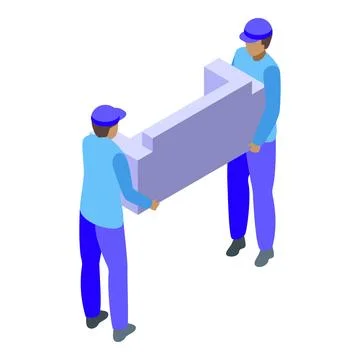 Two movers carrying heavy object furniture delivery service 스톡 일러스트