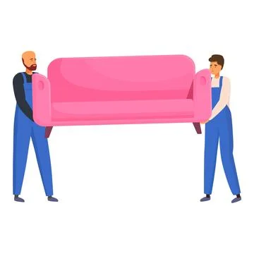 Two movers carrying sofa, delivery service concept 스톡 일러스트