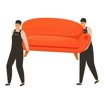 Two movers carrying sofa, moving house service illustration Ilustração Stock