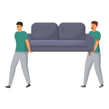 Two movers carrying sofa, moving house service Illustrazione stock