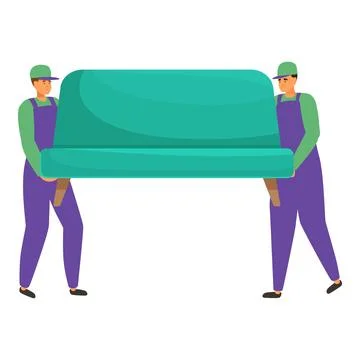 Two movers carrying sofa, moving house service illustration Ilustração Stock