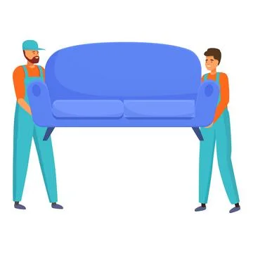Two movers carrying sofa, moving house service illustration 스톡 일러스트
