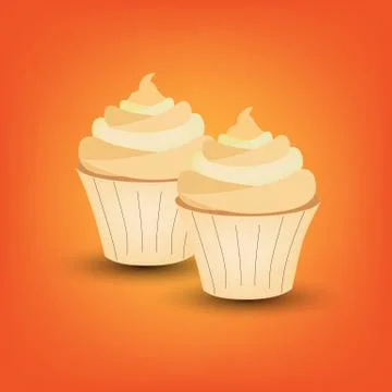 Two muffins flat design isolated on white background. Vector illustration of  Stock Illustration