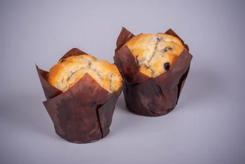 Two muffins on a gray background Stock Photos