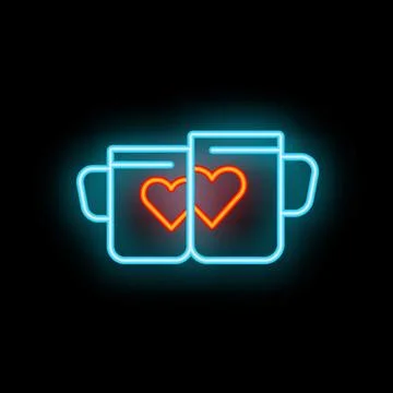 Two mugs forming a heart shape with handles forming a bigger heart shape Illustration